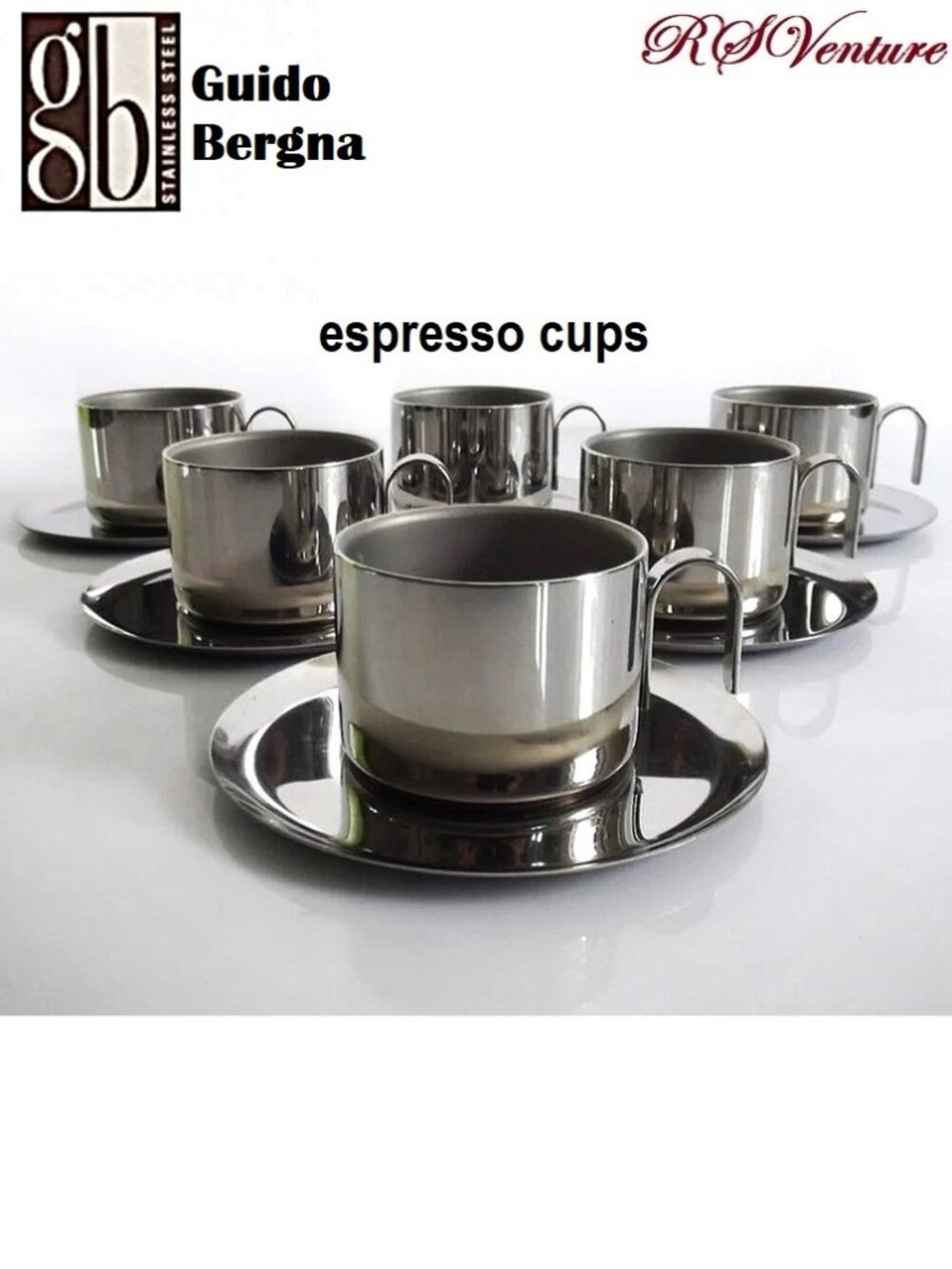 Vintage Italian Stainless Espresso Six Cups Set